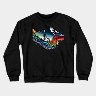 Retro Colorful Downhill Mountain Biker Crewneck Sweatshirt